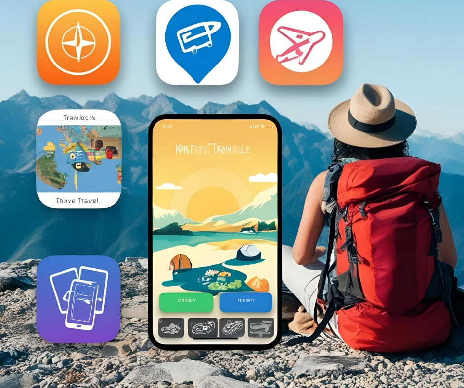 Smartphone surrounded by travel apps, ready to explore the world with ease